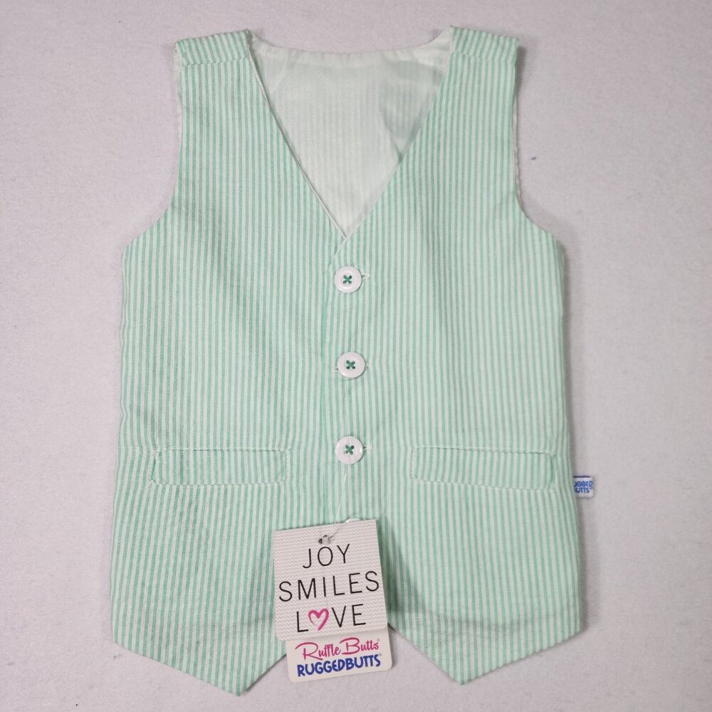 Ruffle Butts‎ Toddler Seersucker Vest 3T Mint Easter Child Ring Bearer Wedding